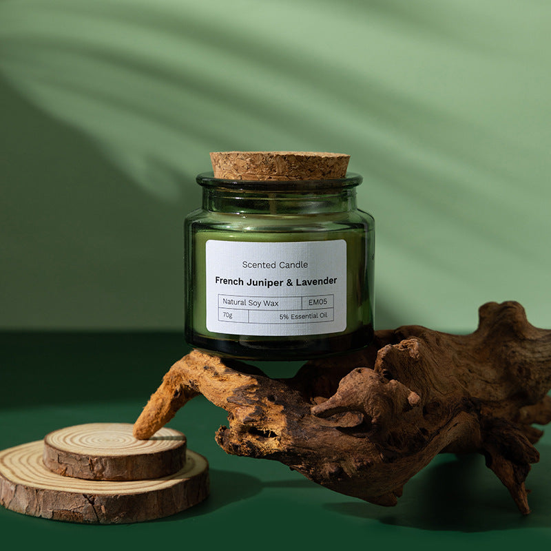 Cork Lid Green Glass Scented Candle